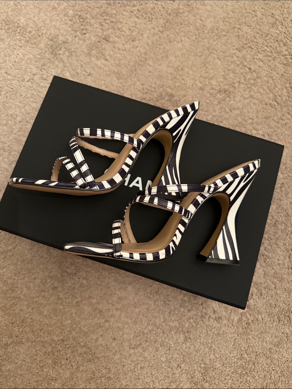 ALDO Black & White Zebra Strappy Heeled Mule